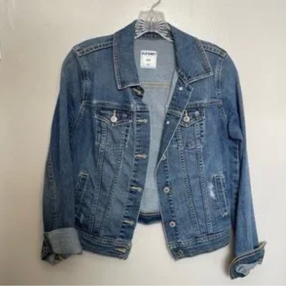 Old Navy Blue Denim Jean Jacket - Women's Casual Button Front - Picture 1 of 9